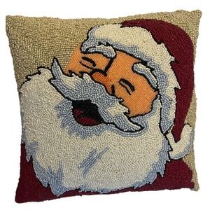 34th & Pine Seed Bead Santa Claus Decorative Zippered Throw Pillow 13 x 13 Read